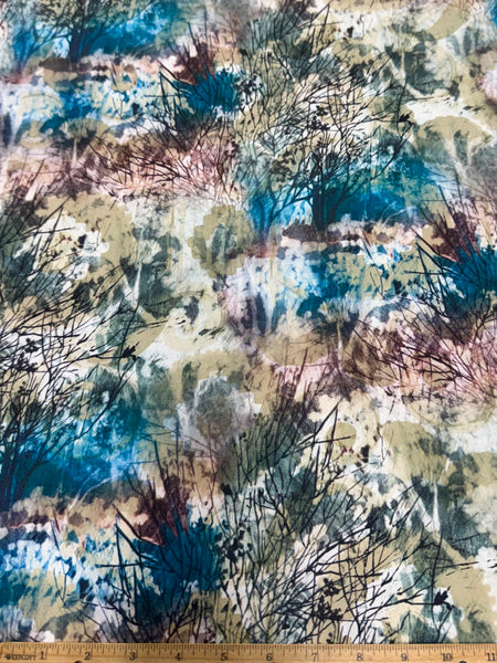 S-9170W DIGITAL ABSTRACT TREE PRINT SILK TWIIL CHARMEUSE. ITALY