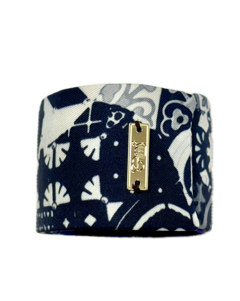 SB-1004 “MIDNIGHT MOSAIC" - DESIGNER SILK SNAP BRACELET "SAMS MAISON" - MADE IN FRANCE