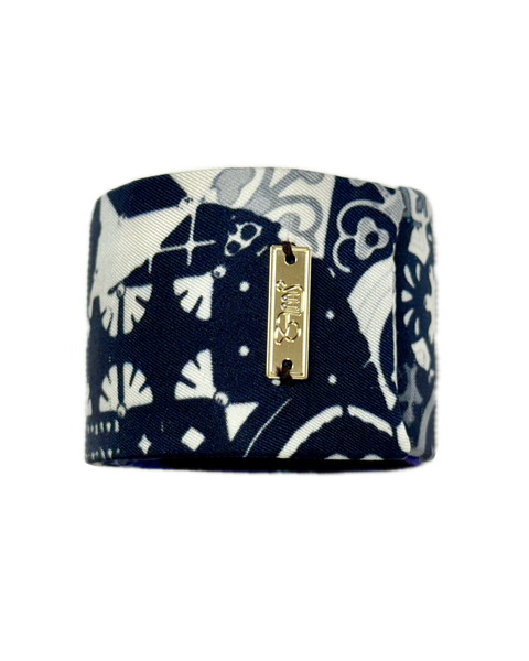 SB-1004 “MIDNIGHT MOSAIC" - DESIGNER SILK SLAP BRACELET "SAMS MAISON" - MADE IN FRANCE