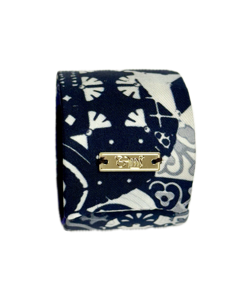 SB-1004 “MIDNIGHT MOSAIC" - DESIGNER SILK SLAP BRACELET "SAMS MAISON" - MADE IN FRANCE