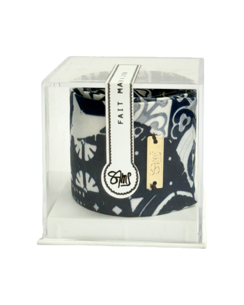 SB-1004 “MIDNIGHT MOSAIC" - DESIGNER SILK SLAP BRACELET "SAMS MAISON" - MADE IN FRANCE