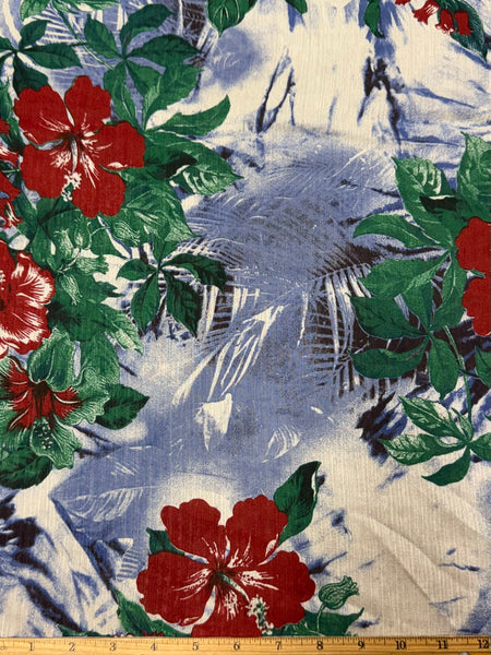 S-9253W LARGE HIBISCUS FLOWER PRINT SILK CREPON. ITALY