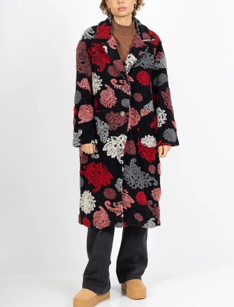 WC-9292W FLORAL JACQUARD TEXTURE BOILED WOOL. MADE IN ITALY.