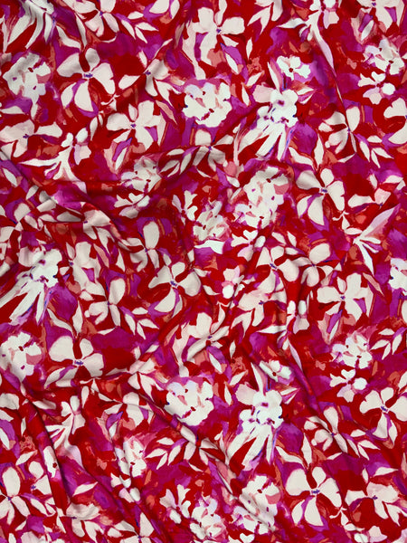 RV-9174W PAINT BRUSH FLORAL PRINT VISCOSE CHARMEUSE. ITALY.