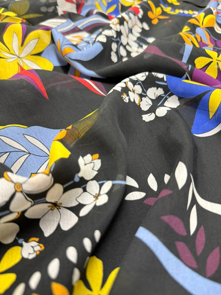 S-9255W FLOWER PRINT SILK. ITALY