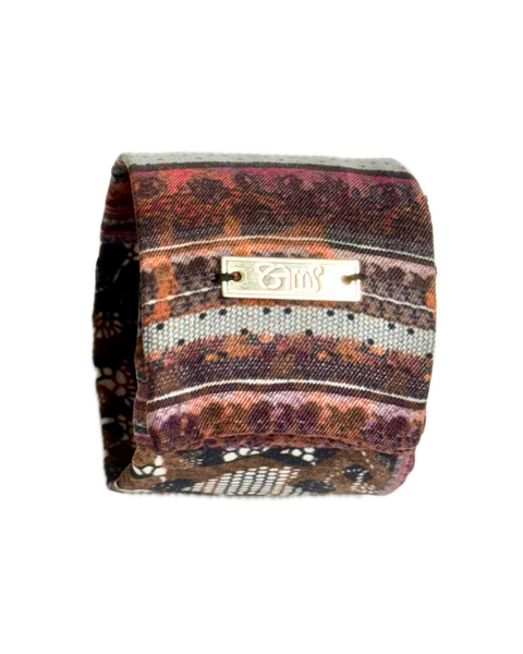 SB-1005 “RUSTIC ROMANCE" - DESIGNER SILK SLAP BRACELET "SAMS MAISON" - MADE IN FRANCE