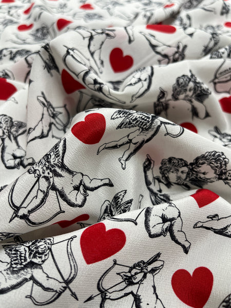 S-7792W DESIGNER SIGNATURE CUPID PRINT SILK CREPE DE CHINE. ICYCLE. ITALY