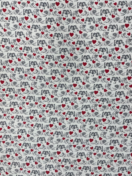 S-7792W DESIGNER SIGNATURE CUPID PRINT SILK CREPE DE CHINE. ICYCLE. ITALY