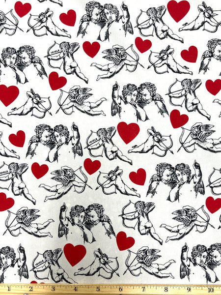 S-7792W DESIGNER SIGNATURE CUPID PRINT SILK CREPE DE CHINE. ICYCLE. ITALY