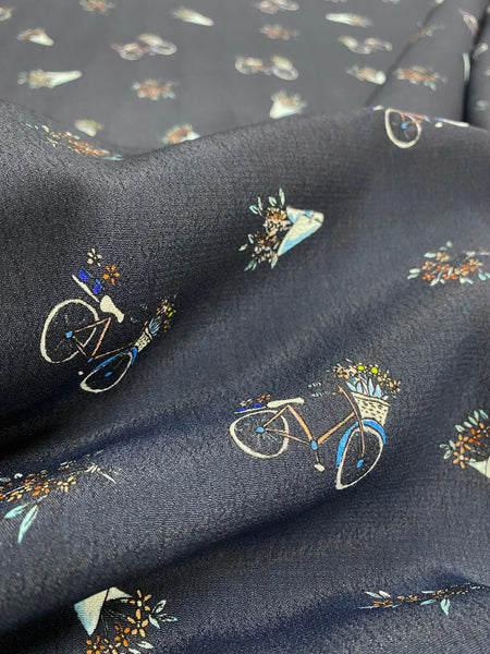 RV-7832W BICYCLE PRINT VISCOSE CREPE. ITALY