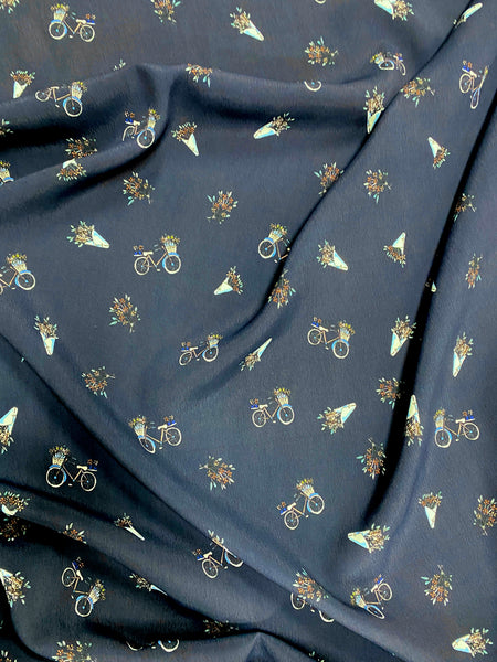 RV-7832W BICYCLE PRINT VISCOSE CREPE. ITALY