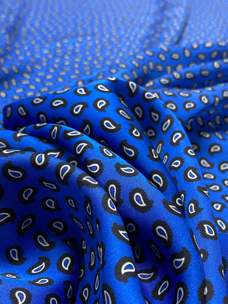 RV-9147W DESIGNER PAISLEY PRINT VISCOSE CHARMEUSE. MAJE. ITALY.