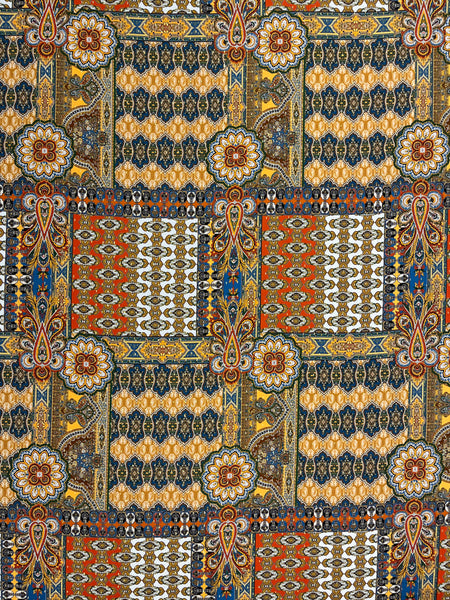 RV-9201W BOHO PRINT VISCOSE METALLIC CHALLIS. ITALY