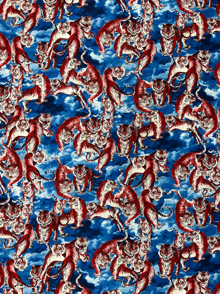 CP-8017W TIGER PRINT COTTON SHIRTING. A CUT OF 3-5/8 YARDS. ITALY