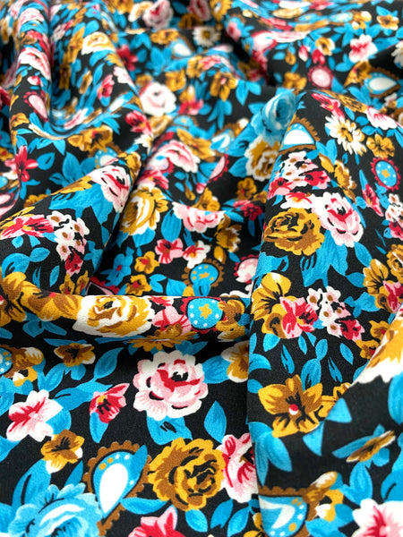 PL-7851W DESIGNER FLORAL 2-PLY MICROFIBER CREPE. BALENCIAGA. ITALY