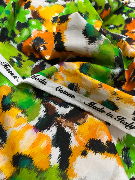 CP-7885W-A EXCLUSIVE WATERCOLOR PRINT STRETCH COTTON SATEEN . ITALY