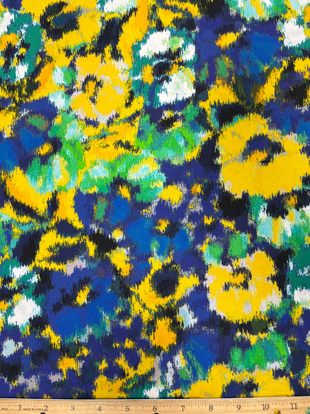 CP-7885W-B EXCLUSIVE WATERCOLOR PRINT STRETCH COTTON SATEEN. ITALY