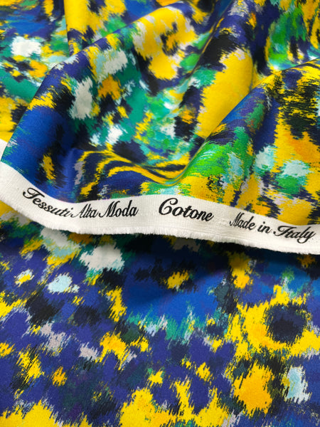 CP-7885W-B EXCLUSIVE WATERCOLOR PRINT STRETCH COTTON SATEEN. ITALY