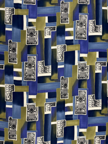 RV-7902W-A  CUBIST ART PRINT RAYON VISCOSE. ITALY