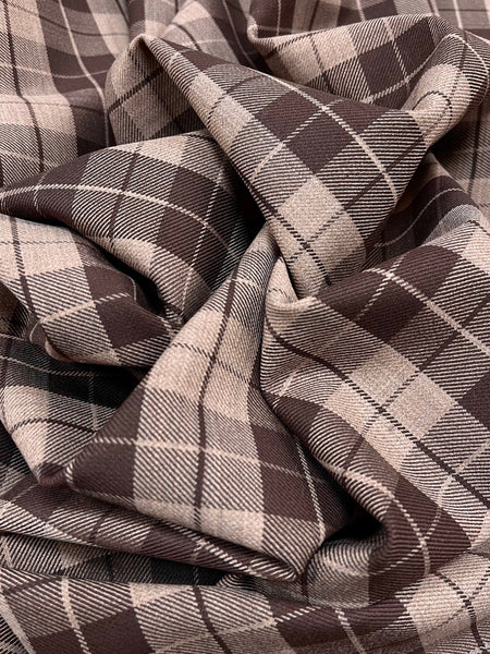 WC-8080W DESIGNER REVERSIBLE MEDIUM WEIGHT STRETCH PLAID WOOL. BALENCIAGA. ITALY.