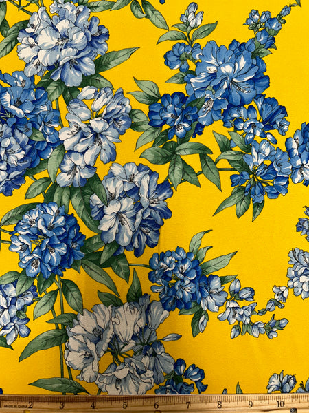 EU-7986W-A DESIGNER LOBELIA PRINT 2-PLY VISCOSE CREPE. EMANUEL UNGARO. ITALY