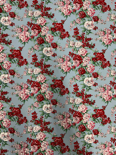 EU-7986W-B DESIGNER LOBELIA PRINT VISCOSE CREPE. EMANUEL UNGARO. ITALY