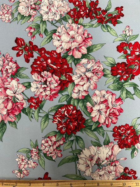 EU-7986W-B DESIGNER LOBELIA PRINT VISCOSE CREPE. EMANUEL UNGARO. ITALY