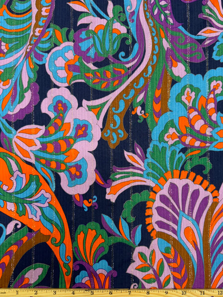 RV-9016W PAISLEY PRINT METALLIC ECOVERO VISCOSE CHALLIS. ITALY.