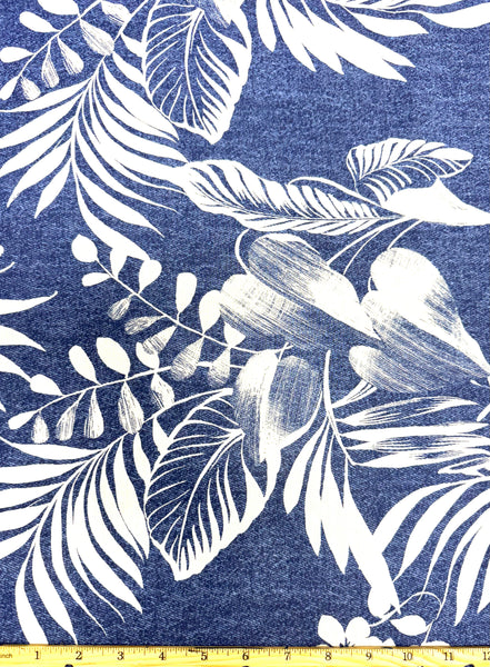 CP-9208W DENIM-LOOK LEAF PRINT COTTON VOILE. ITALY