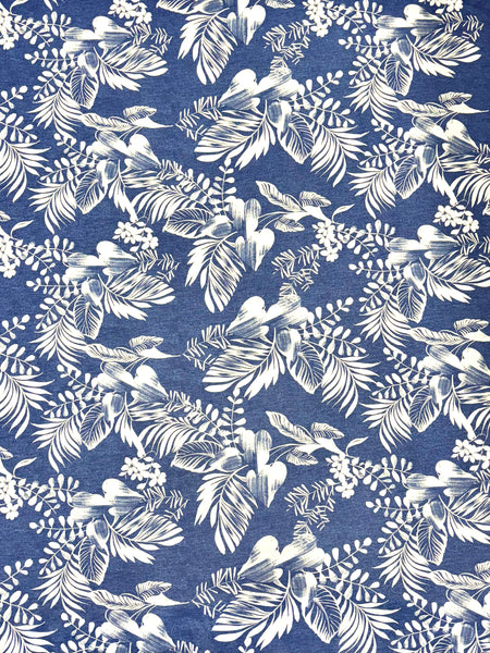 CP-9208W DENIM-LOOK LEAF PRINT COTTON VOILE. ITALY