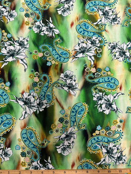 RVK-9241W PAISLEY PRINT VISCOSE CREPE HAND. ITALY