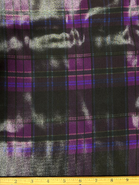 S-8061W DESIGNER PLAID PRINT LIQUID LOOK 2-PLY SILK CHARMEUSE. RALPH LAUREN. ITALY