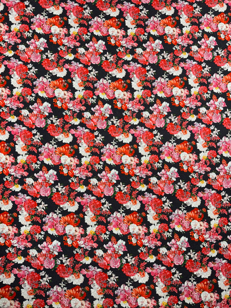 RVK-9057W DESIGNER ROSE OVER LACE PRINT COTTON JERSEY KNIT. EMANUEL UNGARO. ITALY