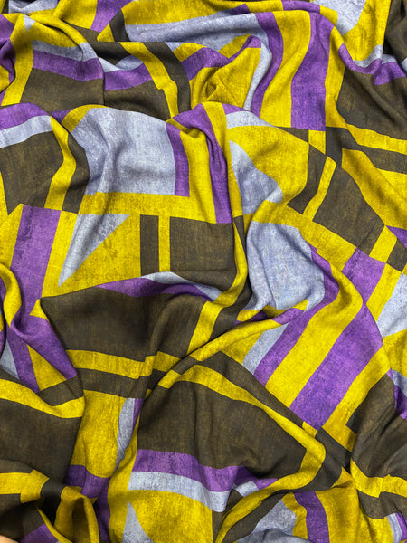 RV-9183W WATER COLOR GEO PRINT VISCOSE TWILL. ITALY