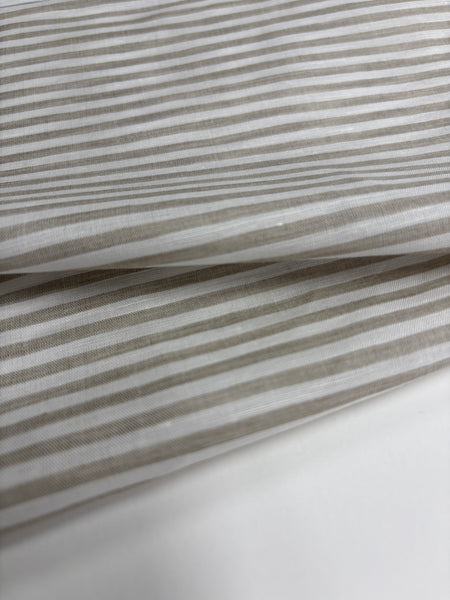 LI-9192W TAUPE STRIPE PRINT LINEN. ITALY
