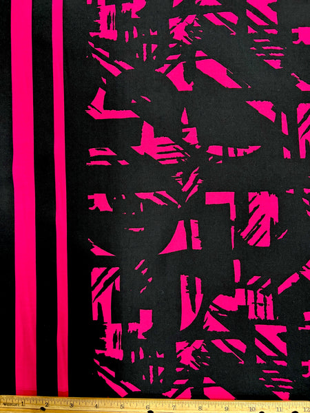 RV-9128W BORDER PRINT VISCOSE CHALLIS SATIN FINISH. ITALY