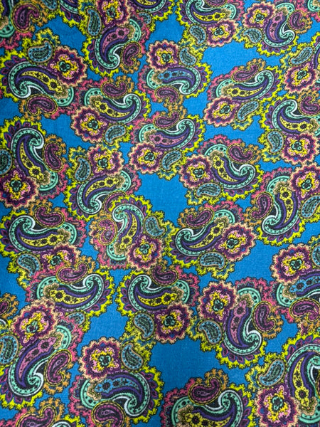 WC-9296W DIGITAL PAISLEY FLAME PRINT WOOL TWILL CHALLIS. MADE IN ITALY.