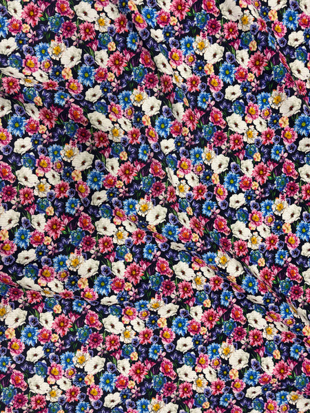 CVT-9275W DOUBLE FACED LIBERTY FLORAL PRINT GINGHAM BACK TECHNO STRETCH COTTON VISCOSE. ITAL
