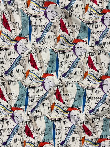 CVT-9274W DOUBLE FACED ABSTRACT PRINT GINGHAM BACK TECHNO STRETCH COTTON VISCOSE. ITALY