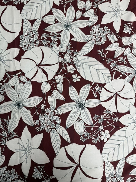 REF-163 FLOWER PRINT COTTON POPLIN. ITALY. A CUT OF 1 YARD.