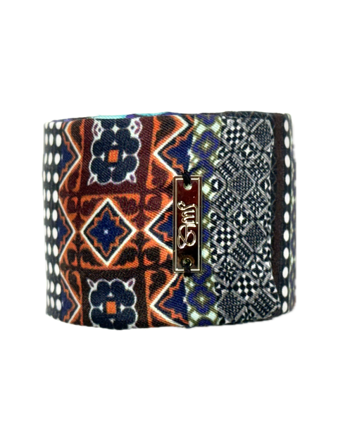 SB-1006 “MOROCCAN MOSAIC" - DESIGNER SILK SNAP BRACELET "SAMS MAISON" - MADE IN FRANCE