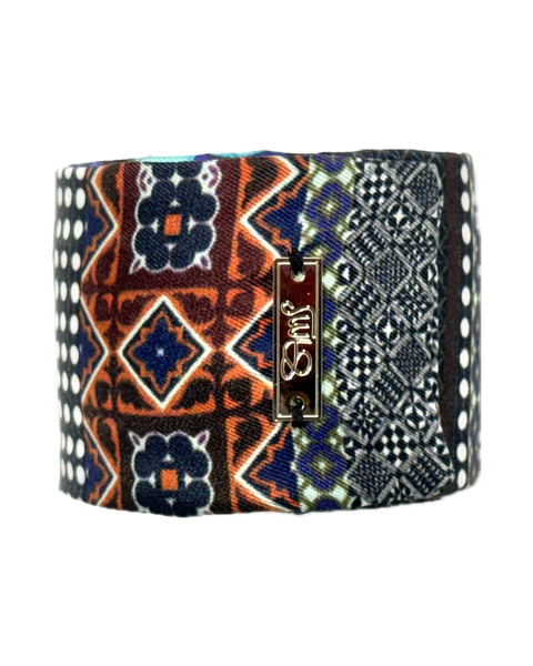 SB-1006 “MOROCCAN MOSAIC" - DESIGNER SILK SLAP BRACELET "SAMS MAISON" - MADE IN FRANCE