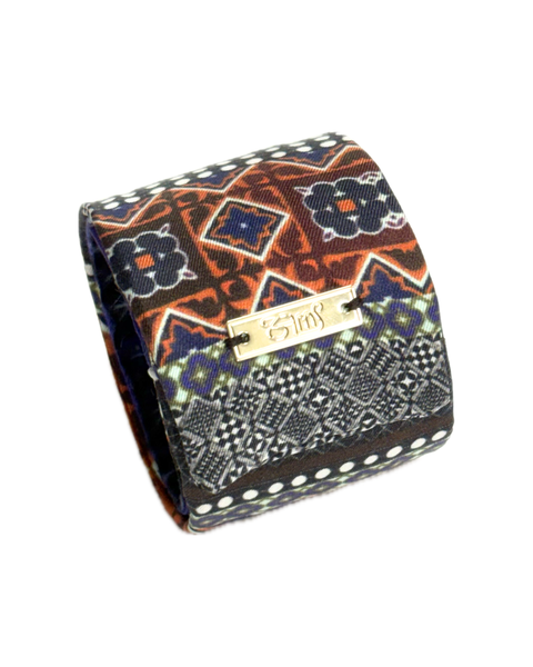 SB-1006 “MOROCCAN MOSAIC" - DESIGNER SILK SLAP BRACELET "SAMS MAISON" - MADE IN FRANCE