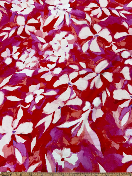 RV-9174W PAINT BRUSH FLORAL PRINT VISCOSE CHARMEUSE. ITALY.