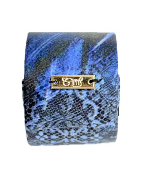 SB-1007 “BLUE ECLIPSE" - DESIGNER SILK SLAP BRACELET "SAMS MAISON" - MADE IN FRANCE