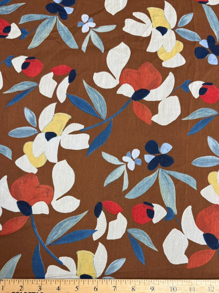 REF-162 FLOWER PRINT COTTON VOIL. ITALY. A CUT OF 1 YARD.