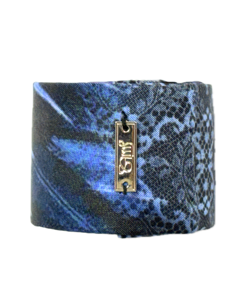 SB-1007 “BLUE ECLIPSE" - DESIGNER SILK SLAP BRACELET "SAMS MAISON" - MADE IN FRANCE