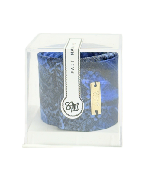SB-1007 “BLUE ECLIPSE" - DESIGNER SILK SLAP BRACELET "SAMS MAISON" - MADE IN FRANCE
