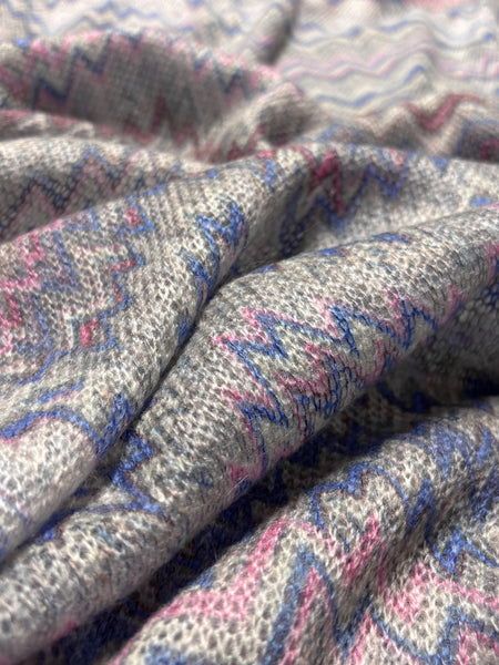 WK-7018W DIGITAL BERRY DRIZZLE ZIGZAG PRINT MOHAIR MELANGE KNIT. ITALY