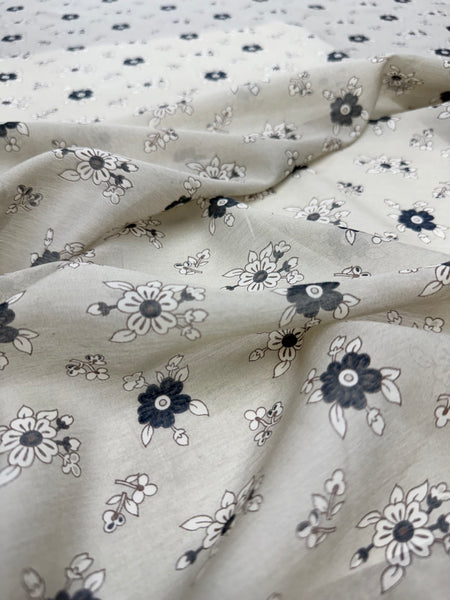 S-9252W DAINTY FLOWER PRINT SILK COTTON VOILE. ITALY